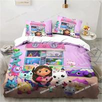 G-Gabbys Cartoon Dollhouse Bedding Set Duvet Cover Bed Quilt Cover Pillowcase Comforter king Queen Size Boys Adult Bedding Set 70x133cm 2pcs