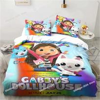 G-Gabbys Cartoon Dollhouse Bedding Set Duvet Cover Bed Quilt Cover Pillowcase Comforter king Queen Size Boys Adult Bedding Set EU Single 135x200cm