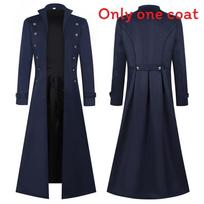 Gothic Steampunk Vintage Mens Coat With Doublebreasted Design For Stage Performances Navy Coat,3XL black