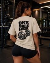 ne More Rep Weightlifting T-Shirt with Vintage Barbell Graphic 130 brown