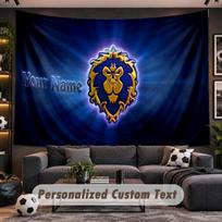 World of Warcraft Personalized Tapestry Support Custom Name, Wall Art Home Decoration 150cmx200cm