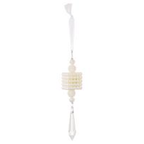 Pearl Crystal Tassel Ice Drop Pendant: Beaded Christmas Tree Ornament Decoration white