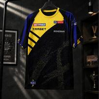 2026 PDC Darts Inspired Performance Jersey Men's Breathable Sports T Shirt Esports Style Training Tee Short Sleeve Uniform 2XL yellow