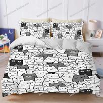 Cute Cartoon Cats Print Duvet Cover Set Home Style Bedding Soft Laundry Cotton Bed Four Seasons Student Dormitory Home Textile 70x133cm 2pcs