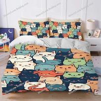 Cute Cartoon Cats Print Duvet Cover Set Home Style Bedding Soft Laundry Cotton Bed Four Seasons Student Dormitory Home Textile 70x133cm 2pcs
