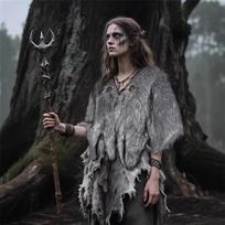 European and American Halloween Viking medieval ethnic imitation fur cape shawl brooch cos animation costume L gray