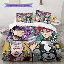 Jojos Bizarre Adventure Pattern Bedding Quilt Set Quilt Cover Pillowcase Home Birthday Gift(1 * duvet cover + 2 * pillowcase, without core) 155x200cm