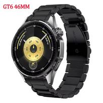 Official Original Wristband for Huawei Watch GT 4/5/6 46MM Metal Stainless steel Replaceable Watchband for Huawei Watch GT6 Band 3 Black-GT6 46MM black