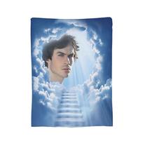 Damon Salvatore The Vampire Diaries Blanket Fleece Print Ian Somerhalder Breathable Throw Blanket for Bedding Bedspread 70x100cm gray