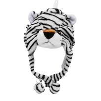 Cap Parent-Child Props Tiger Head Cover Cap Performance Hat Plush Animal Cap Cosplay Tiger Hat White tiger