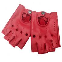 Women's Half-Finger Leather Cycling and Motorcycle Gloves - Windproof and Warm