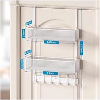 2-Tier Over-the-Door Storage Rack White Carbon Steel Organizer Bathroom Bedroom Kitchen White