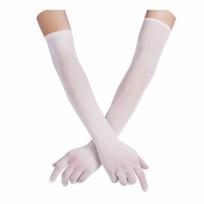 Opera Prom Full Finger Transparent Gloves Finger Pantyhose Gloves Long Sheer Seamless Mitten white
