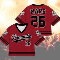Bruno Mars 2026 Romantic Tour Jersey, Y2K Retro Rose Print V-Neck Tee, Unisex Hip Hop Streetwear Top For Fans Kids Adults 2XL black