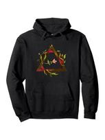 Black Viking Emblem Hoodie - Casual Long Sleeve Pullover with Floral Design L black
