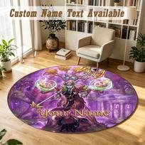 World of Warcraft Personalized Round Rug Support Custom Name, Soft Home Decor Mat 80cmx80cm