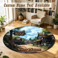 World of Warcraft Personalized Round Rug Support Custom Name, Soft Home Decor Mat 100cmx100cm