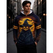 Halloween Hoodie Anime Witch Girl Pumpkin Head Character Pattern Pullover Horror Festival Party Casual Sweatshirt for men women S