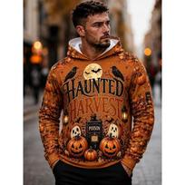 Halloween Hoodie Anime Witch Girl Pumpkin Head Character Pattern Pullover Horror Festival Party Casual Sweatshirt for men women 4XL black