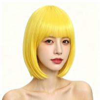 Cosplay Vibrant Bob Wig Fluffy Short Straight Bob Hair Halloween Colored Bangs Wig  Themed Events