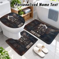 Guns N’ Roses Custom Name 3Pcs Flannel Bathroom Mat Set Toilet Rug Personalized Bath Decor 3Pcs-50x80cm+50x40cm+35x45cm