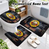 Guns N’ Roses Custom Name 3Pcs Flannel Bathroom Mat Set Toilet Rug Personalized Bath Decor 3Pcs-50x80cm+50x40cm+35x45cm