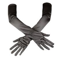Pliušinės aksominės ilgos pirštinės Cosplay Etiketo Pirštinės Raudonos/Juodos Kalėdinės Pirštinės Vakarinė Suknelė Black Satin gray