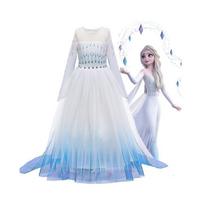 (Mėlynas gradiento raštas, 5-6 metai) Frozen 2 Karalienės Elzos Kostiumas Vaikams Mergaitėms Šaliai Princesės Cosplay Karnavalinė Suknelė-u 4-5Years white