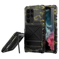 R-just tvirtas šarvuotas dėklas, skirtas Samsung Galaxy S24 S23 Ultra, aliuminio karinio lygio apsauginis dangtelis su įmontuotu ekrano apsauginiu laikikliu with Retail Package&Galaxy S24 Ultra
