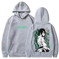 Vintage BLEACH Ulquiorra Unisex Pullover Hoodie, Anime Espada Green Slash Front And Back Print Cotton Street Style Top XXXL