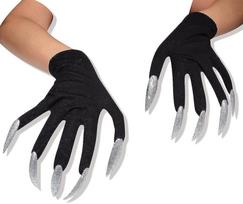 Cross-Border Halloween Cosplay Witch Gold Glitter Nail Gloves Horror Decoration Props beige