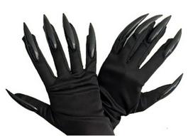 Cross-Border Halloween Cosplay Witch Gold Glitter Nail Gloves Horror Decoration Props black