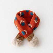 Jacquard Pattern Kids Winter Neckerchief Pompon Baby Girls Scarf Toddlers Warm Scarf  Outdoor Use brown