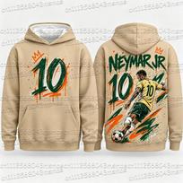 New 2027 Special Neymar No.10 Print Football Jersey For Men Women Hoodie Summer Quick-Dry Casual Tops Sports Kids/Adult Hoodie XXXL beige