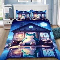 Cartoon Duvet Cover Pillowcase Bedding Set Kawaii SnorlaxS Adult Boy Girl Bedroom Decoration Children Single Double Large Size 135x200cm 2pcs