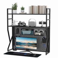 Multi Layer Pegboard Desk Shelf Hooks Storage Box K Shaped Workspace Organizer Computer Book Accessories juoda