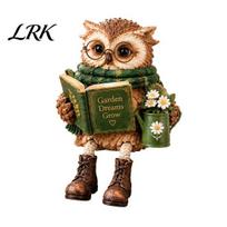Unique Holiday Gifts for Book Lovers Reading Owl Figurine, Resin Dangling Leg Statue with Glasses, Cute Decor Bookshelf Hanging Edge Tabletop C