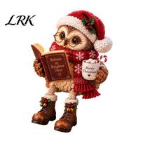 Unique Holiday Gifts for Book Lovers Reading Owl Figurine, Resin Dangling Leg Statue with Glasses, Cute Decor Bookshelf Hanging Edge Tabletop A