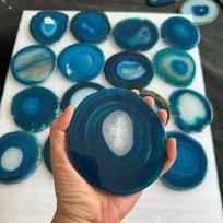 Natural Agate Slices: Purple, Gray, Blue, White, Green, Black, Red - Decorative Agate Ornaments Round 6cm-8cm