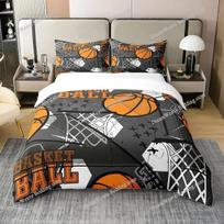 Cartoon Basketball Duvet Cover Set Twin, Sports Colorful Bedding Sets for Boys Teens, Basketball Comforter Covers Bedroom Decor 70x133cm 2pcs