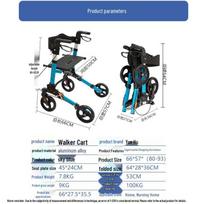 Foldable Aluminum Walker for Elderly and Disabled - 4-Wheeled, Multi-functional Shopping Cart Standard Aluminum Walker