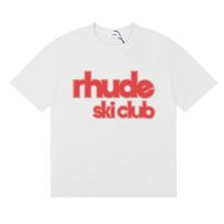 Rhude Ski Club Letter Print Cotton Loose Fit Unisex Short Sleeve T-Shirt Casual Wear Medium red