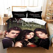 Horror TV Series Vampire Diaries Duvet Cover Set with Zipper HD Comforter Cover Bedclothes for Kids Bedding Sets Bedroom Decor 90x200cm 2pcs&Duvet Cover