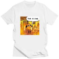 Kawaii T Shirt This Is Fine Things Are Going To Be Ok Meme Creative TShirt Gift for Harajuku Friends Men Women Tee Men Clothing Unisex L orange