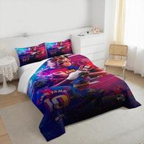 3 Piece Bedding Set with Duvet Cover and 2 Pillowcases - Lamine Yamal Barcelona 10 Pink Art - Decor 135x200cm