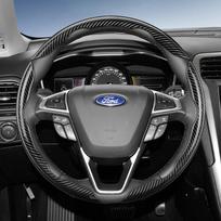 Suitable for Ford Carbon Fiber Texture Steering Wheel Cover with Segmented Design F-Series F-150 Super Duty Ranger E-Transit Puma Gen-E Explorer Kuga Black Round 3Pc