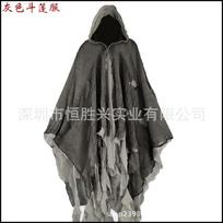 Halloween Grim Reaper Hooded Cloak, Medieval Wizard Robe, Adult Role-Playing Costume for Festive Parties pilka spalva