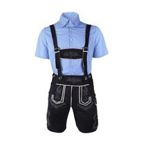 M-XXL Men German Oktoberfest Lederhosen Costume Short Sleeve Plaid Shirt Suspenders Hat Set Beer Festival Male Cosplay Halloween L