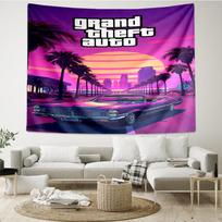 GTA 6 spausdinimo gobelenas, fonas, lengvai tvirtinamas, idealus miegamajam, biurui ir svetainei, su estetiška sienos dekoracija. 100cmx150cm