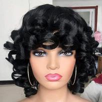 Wig, women's wig, multi-color small roll explosive head cover, African wig chemical fiber head cover. gray